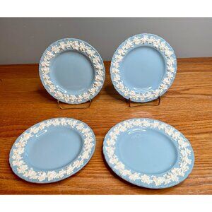Set of 4 Wedgwood Embossed Queensware Bread and Butter Plates Blue and Cream 196